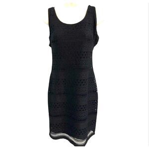 Size 10 #Guess Los Angeles Dress Sleeveless Lace Embroidered Woven Lined Black #